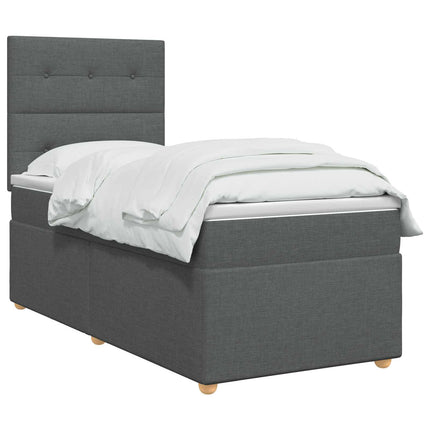 Boxmadras med topmadras Mørkegrå 90 x 190 cm Stof