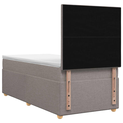 Boxmadras med topmadras med hovedgærde Gråbrun 90 x 190 cm Stof