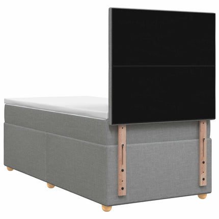 Boxmadras med topmadras med hovedgærde Lysegrå 90 x 190 cm Stof