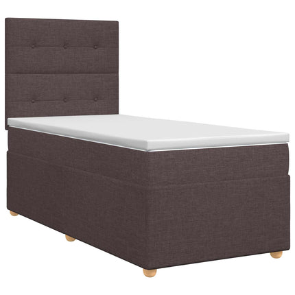 Boxmadras med topmadras Mørk Brun 90 x 200 cm Stof