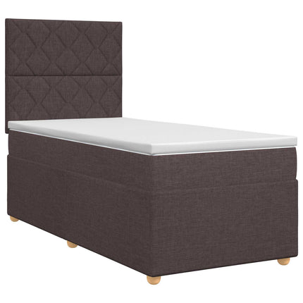 Boxmadras med topmadras Mørk Brun 90 x 200 cm Stof