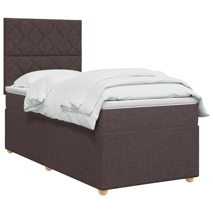 Boxmadras med topmadras Mørk Brun 90 x 200 cm Stof