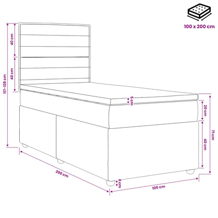 Boxmadras med topmadras Mørk Brun 100 x 200 cm Stof