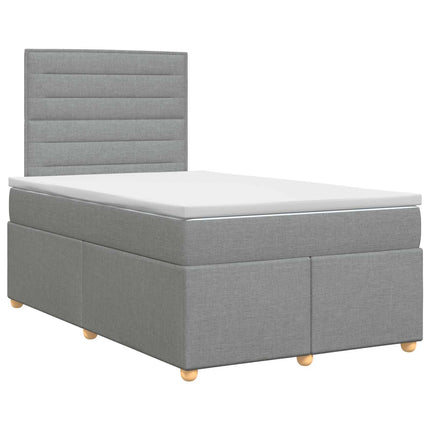 Boxmadras med topmadras Lysegrå 120 x 190 cm Stof