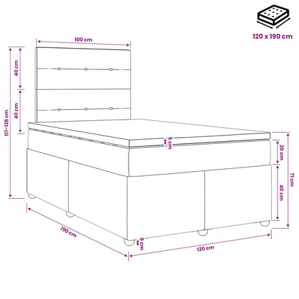 Boxmadras med topmadras Mørk Brun 120 x 190 cm Stof