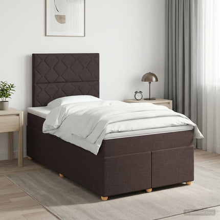 Boxmadras med topmadras Mørk Brun 120 x 200 cm Stof