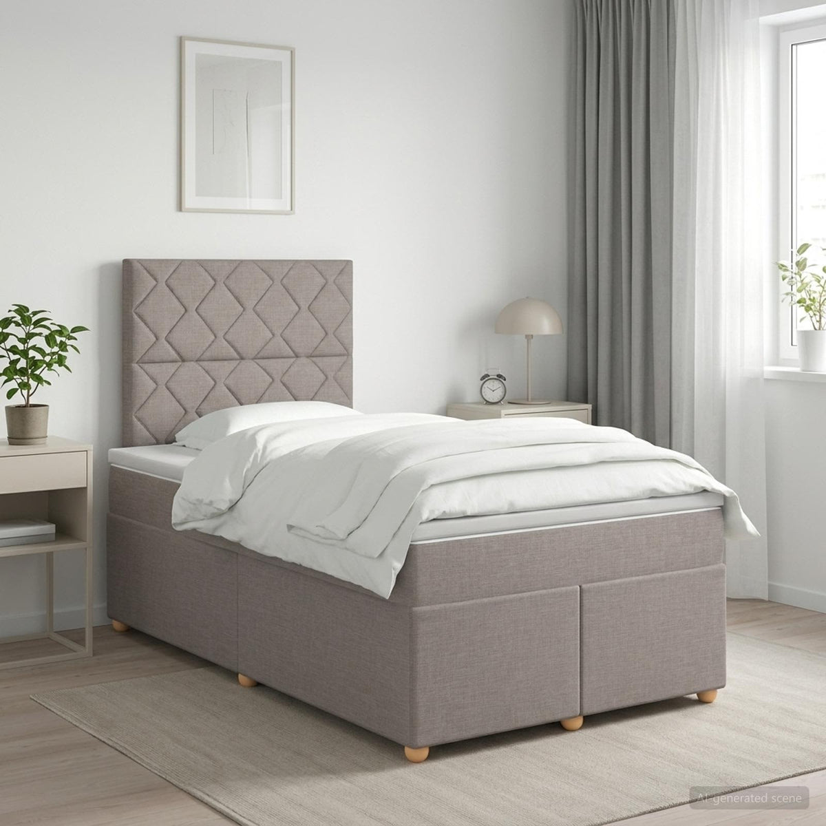Boxmadras med topmadras Grbrun 120 x 200 cm Stof