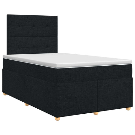 Boxmadras med topmadras med hovedgærde Sort 120 x 200 cm Stof