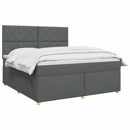 Boxmadras med topmadras Mørkegrå 140 x 190 cm Stof