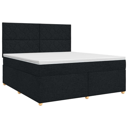 Boxmadras med topmadras med hovedgærde Sort 140 x 190 cm Stof
