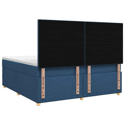 Boxmadras med topmadras med hovedgærde Blå 140 x 190 cm Stof