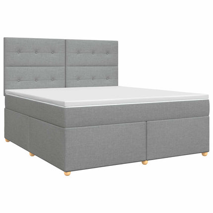 Boxmadras med topmadras Lysegrå 160 x 200 cm Stof