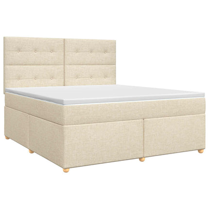 Boxmadras med topmadras Cremefarvet 160 x 200 cm Stof