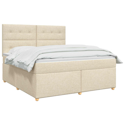 Boxmadras med topmadras Cremefarvet 160 x 200 cm Stof