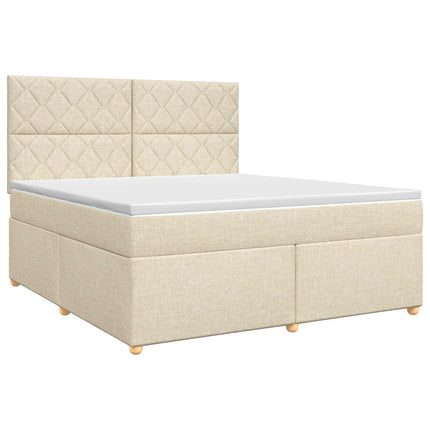 Boxmadras med topmadras Cremefarvet 160 x 200 cm Stof