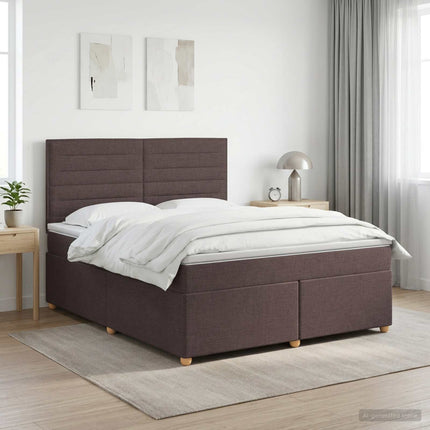 Boxmadras med topmadras Mørk Brun 140 x 200 cm Stof