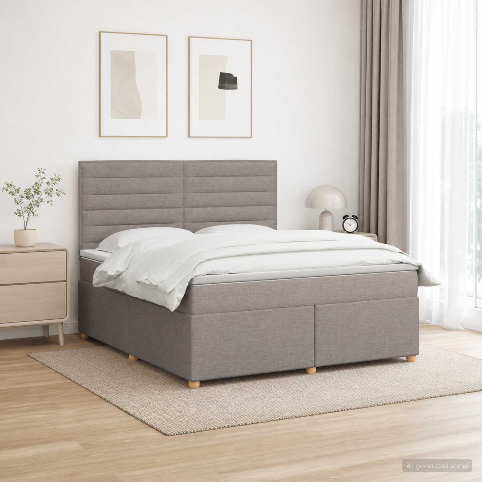 Boxmadras med topmadras Grbrun 140 x 200 cm Stof