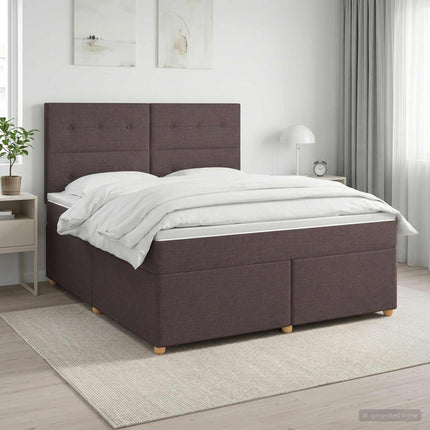 Boxmadras med topmadras Mørk Brun 160 x 200 cm Stof