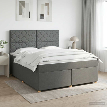 Boxmadras med topmadras Mørkegrå 140 x 190 cm Stof