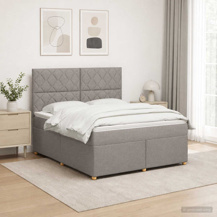 Boxmadras med topmadras Gråbrun 140 x 200 cm Stof