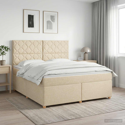Boxmadras med topmadras Cremefarvet 140 x 200 cm Stof