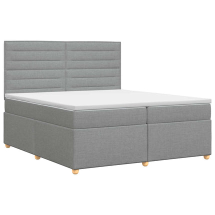 Boxmadras med topmadras Lysegrå 200 x 200 cm Stof