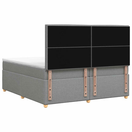 Boxmadras med topmadras Lysegrå 200 x 200 cm Stof