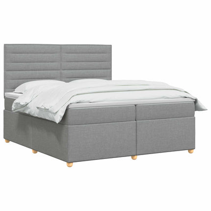 Boxmadras med topmadras Lysegrå 200 x 200 cm Stof