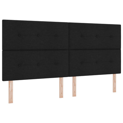 Boxmadras med topmadras med hovedgærde Sort 200 x 200 cm Stof