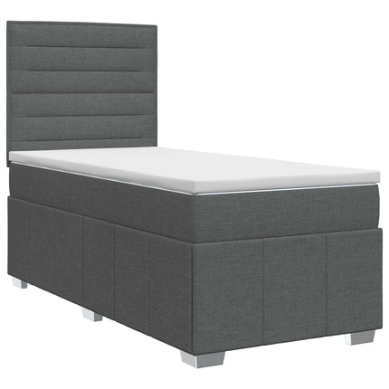 Boxmadras med topmadras Mørkegrå 80 x 200 cm Stof