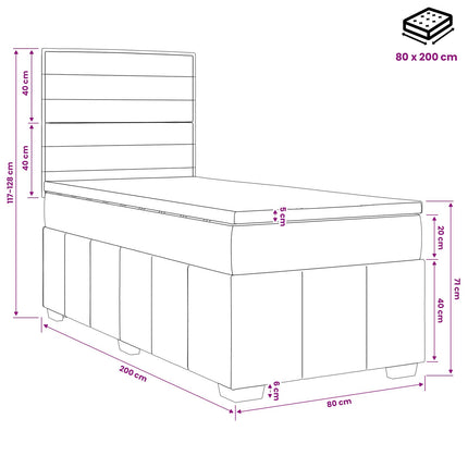 Boxmadras med topmadras Mørkegrå 80 x 200 cm Stof
