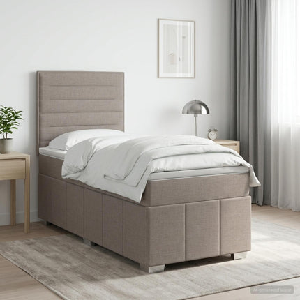Boxmadras med topmadras Gråbrun 100 x 200 cm Stof