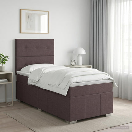 Boxmadras med topmadras Mørk Brun 100 x 200 cm Stof