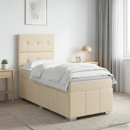 Boxmadras med topmadras Cremefarvet 80 x 200 cm Stof