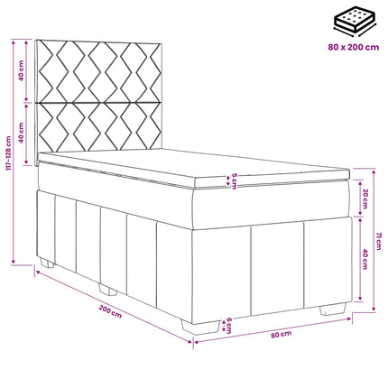 Boxmadras med topmadras med hovedgærde Sort 80 x 200 cm Stof