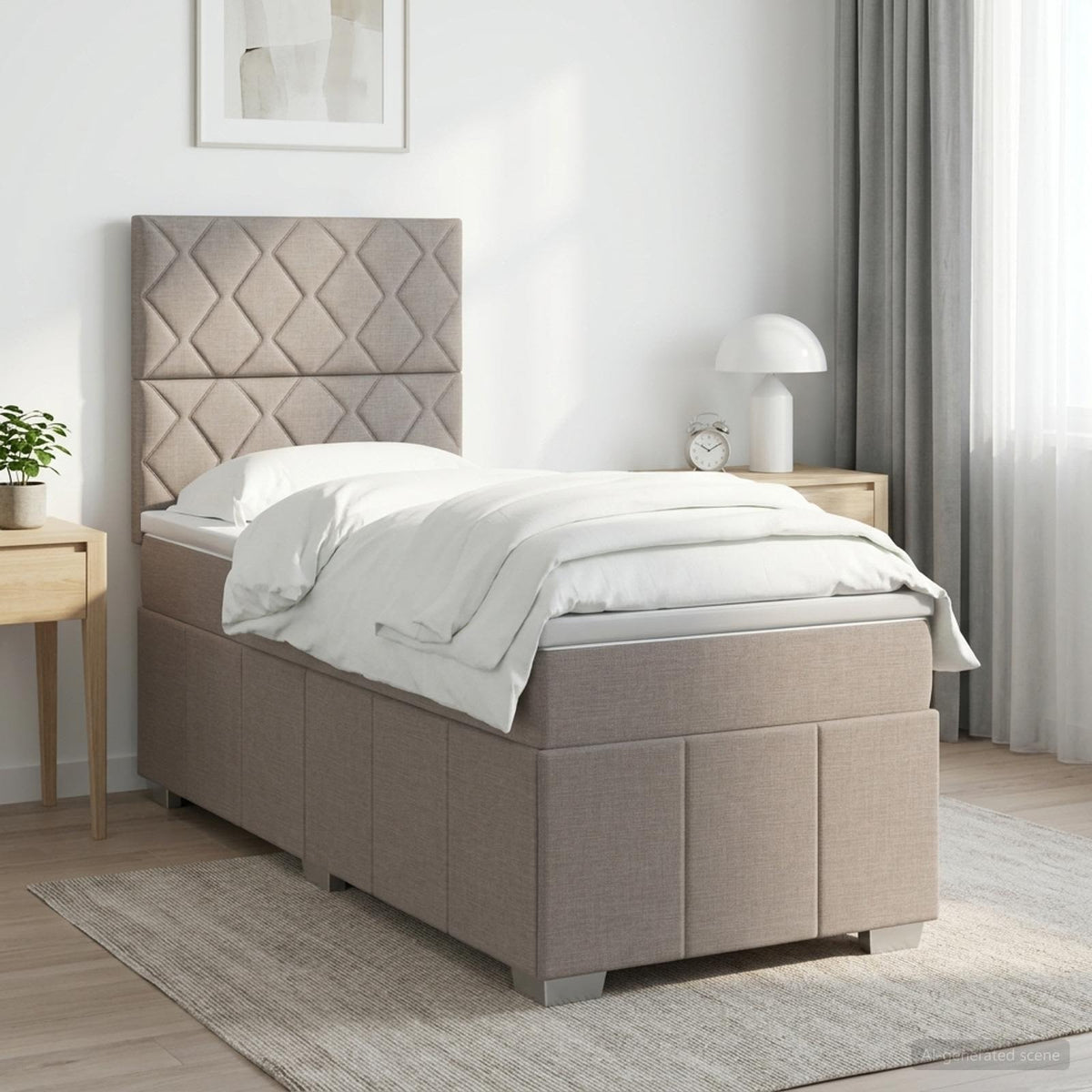 Boxmadras med topmadras Grbrun 100 x 200 cm Stof