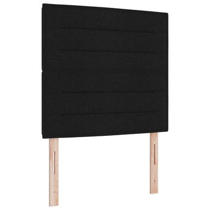 Boxmadras med topmadras med hovedgærde Sort 90 x 190 cm Stof