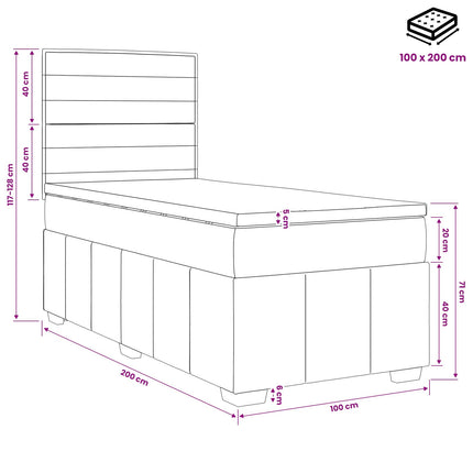 Boxmadras med topmadras Cremefarvet 100 x 200 cm Stof