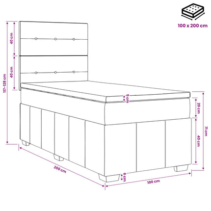 Boxmadras med topmadras Gråbrun 100 x 200 cm Stof