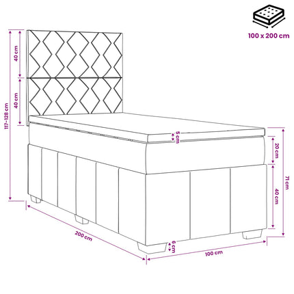 Boxmadras med topmadras Mørk Brun 100 x 200 cm Stof