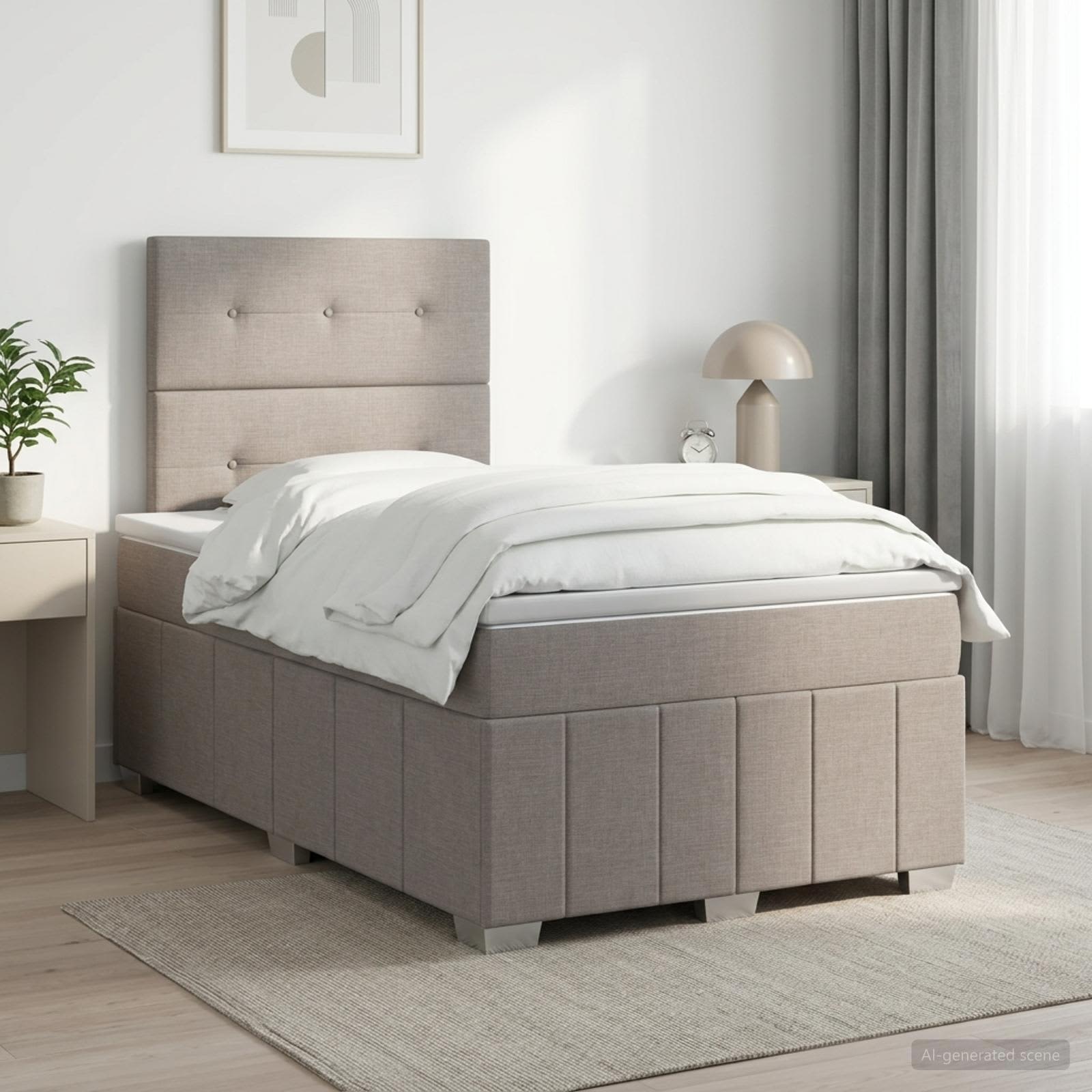 Boxmadras med topmadras Grbrun 120 x 190 cm Stof