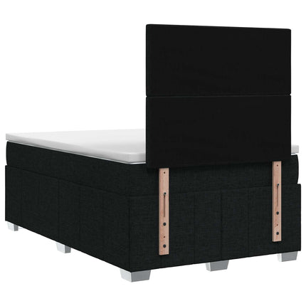 Boxmadras med topmadras med hovedgærde Sort 120 x 190 cm Stof