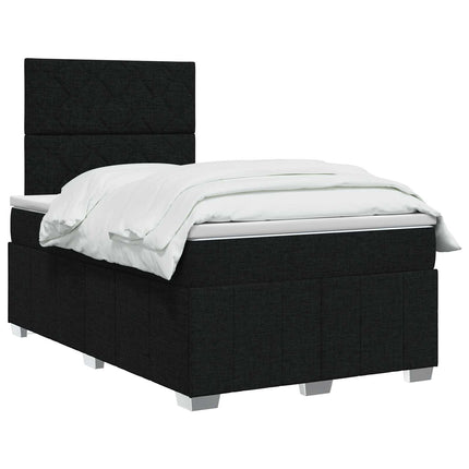 Boxmadras med topmadras med hovedgærde Sort 120 x 190 cm Stof