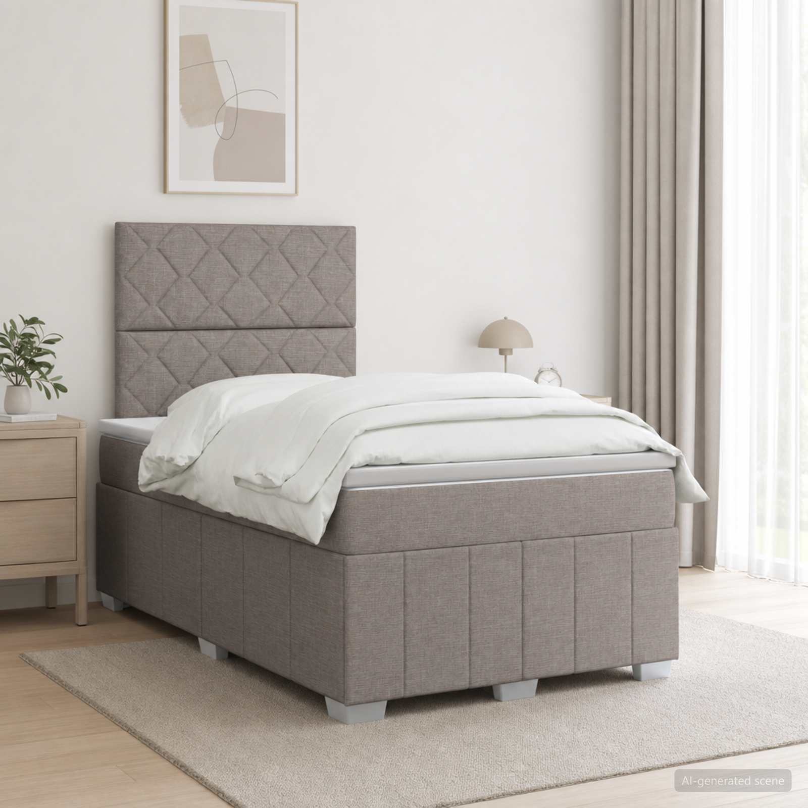 Boxmadras med topmadras Grbrun 120 x 190 cm Stof