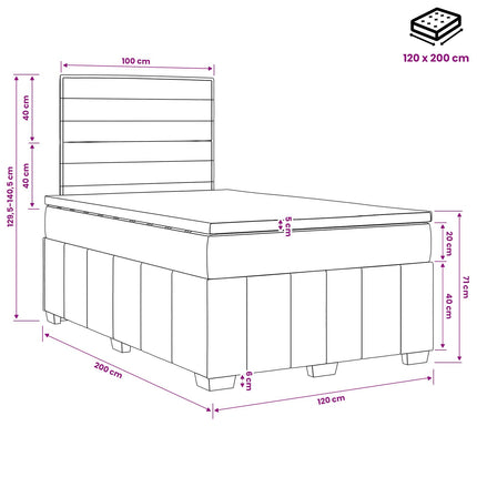 Boxmadras med topmadras Cremefarvet 120 x 200 cm Stof