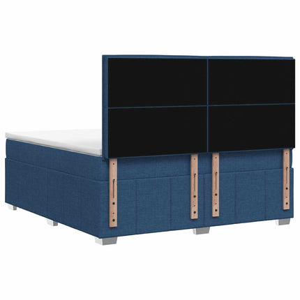 Boxmadras med topmadras med hovedgærde Blå 140 x 190 cm Stof