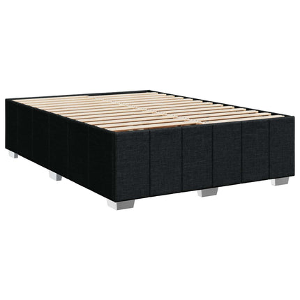 Boxmadras med topmadras med hovedgærde Sort 140 x 190 cm Stof