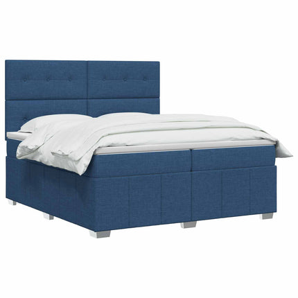 Boxmadras med topmadras med hovedgærde Blå 140 x 190 cm Stof
