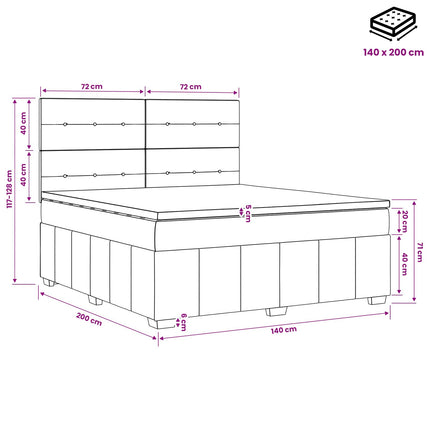 Boxmadras med topmadras Mørk Brun 140 x 200 cm Stof