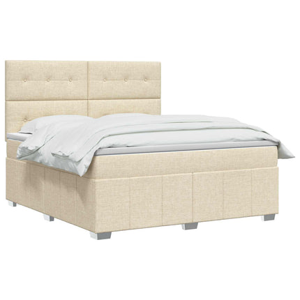 Boxmadras med topmadras Cremefarvet 140 x 200 cm Stof